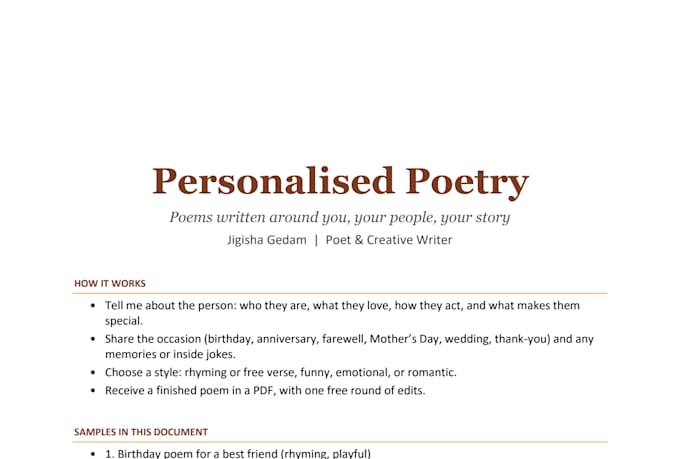 write a personalised poem for your loved ones